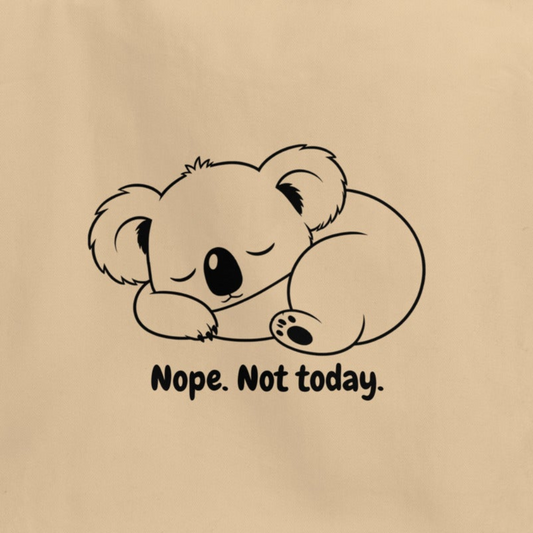 Lazy Koala \ 100% Organic Tote Beige Bag