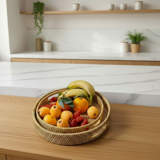 Rattan Woven Fruit Basket \ Eco-Friendly Aesthetic