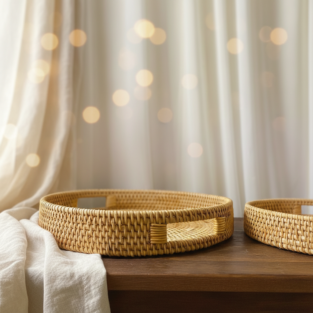 Rattan Woven Fruit Basket \ Eco-Friendly Aesthetic