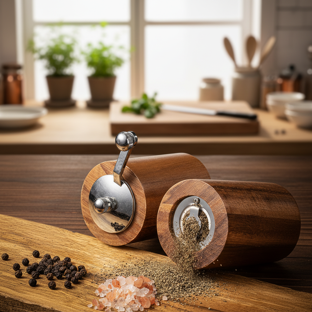 Salt and Pepper Grinder \ Retro Style Acacia Wood