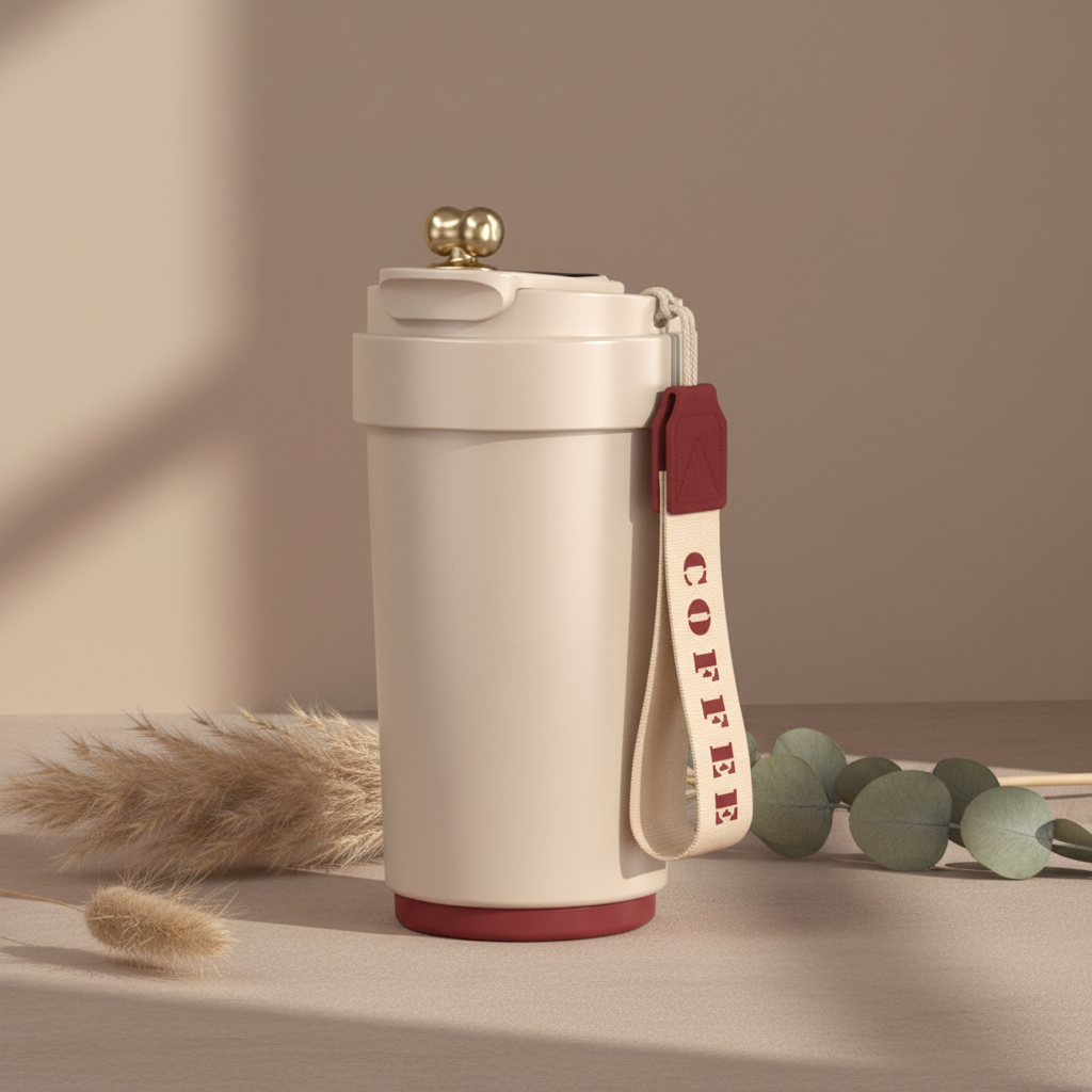 Smart Temperature-Monitoring Insulation Cup \ 450mL Ceramic liner & Stainless steel