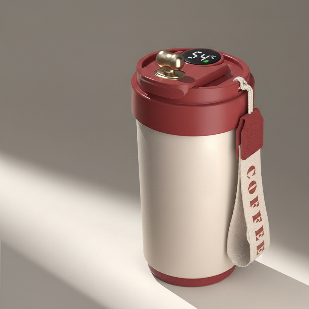 Smart Temperature-Monitoring Insulation Cup \ 450mL Ceramic liner & Stainless steel