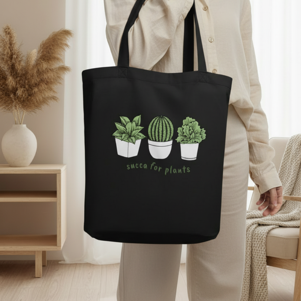Succulents \ Plant Lovers \ 100% Organic Tote Black Bag