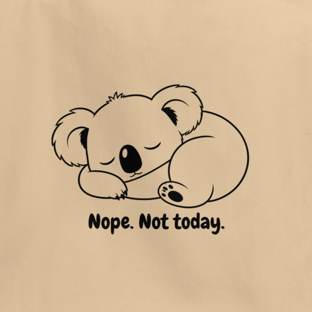 Lazy Koala \ 100% Organic Tote Beige Bag