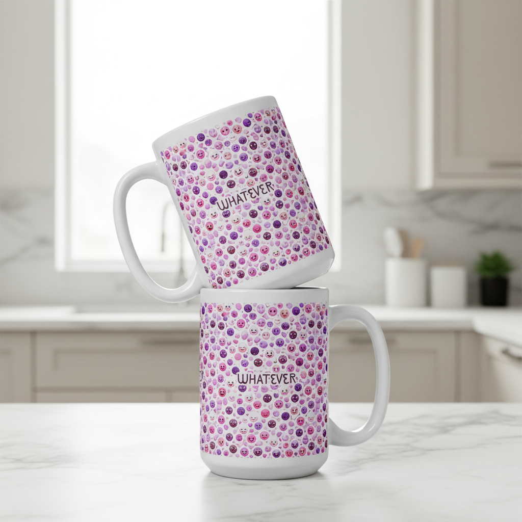 Pink Smileys \ Whatever Mood \ Ceramic Mug Glossy